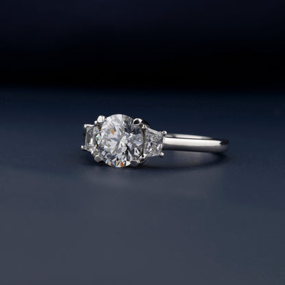 1.50CT Round Lab Diamond Engagement Ring – Three Stone Ring