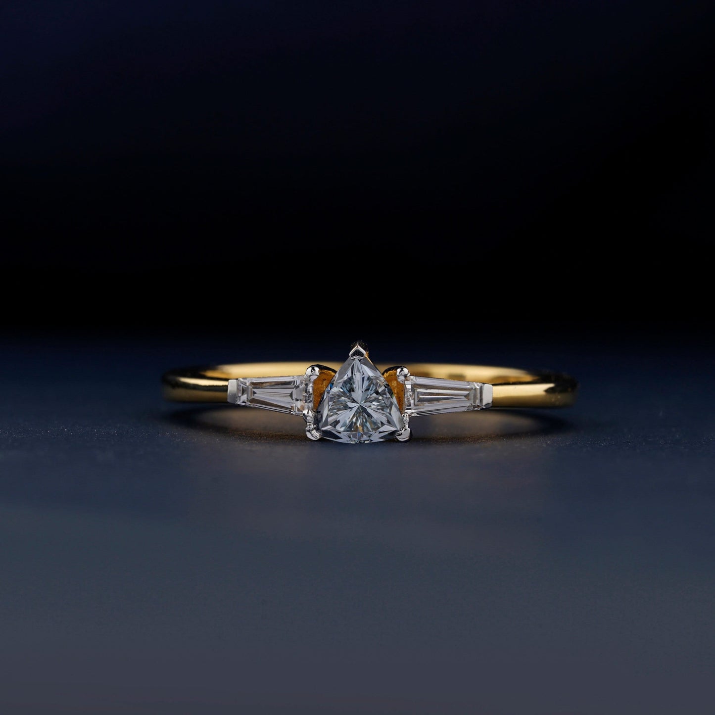 Light Blue Trillion Lab Diamond Ring – Three Stone Promise Ring