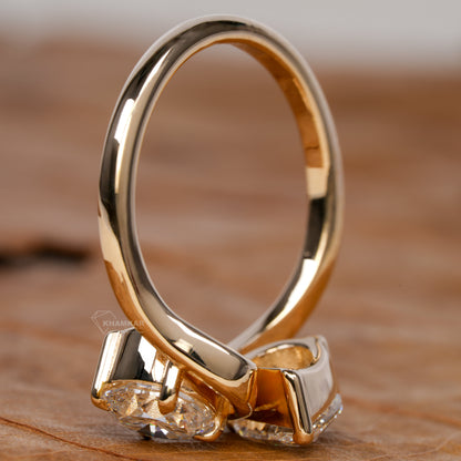 2CT Toi et Moi Diamond Ring – Round & Pear Ring for Her
