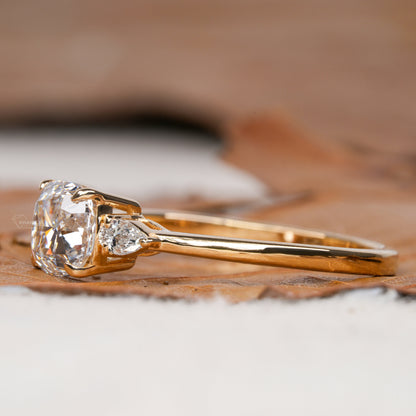 1CT Cushion Cut Lab Diamond Three Stone Engagement Ring