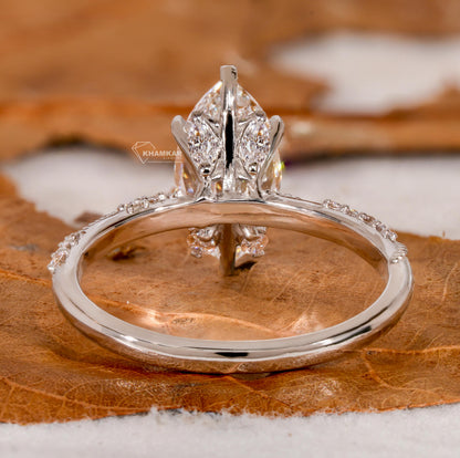 Marquise Cut Lab Diamond Vintage Engagement Ring– Promise Ring for Her