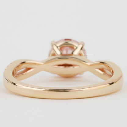 Pink Round Cut Lab Created Diamond Twisted Engagement Ring