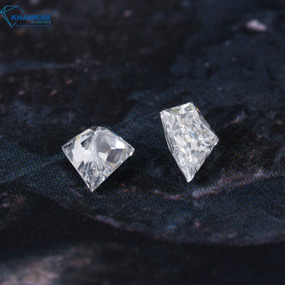 Kite Cut Labgrown Diamond For Studs,CVD-HPHT Diamond For Gift, Conflict Free Diamond,Side Stone Ring,18K White Gold Kite Diamond Bezel Stud