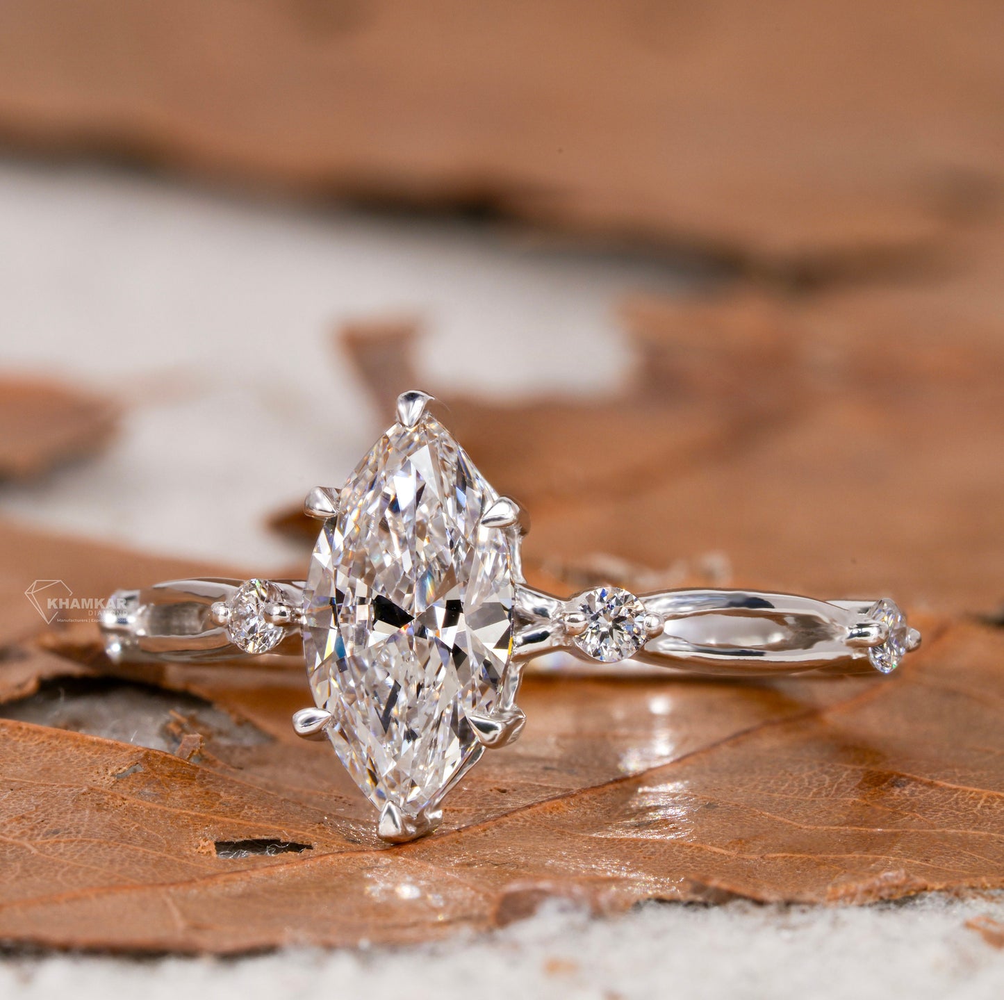 1.00 CT Marquise Lab-Grown Diamond Twisted Engagement Ring