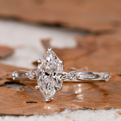 1.00 CT Marquise Lab-Grown Diamond Twisted Engagement Ring