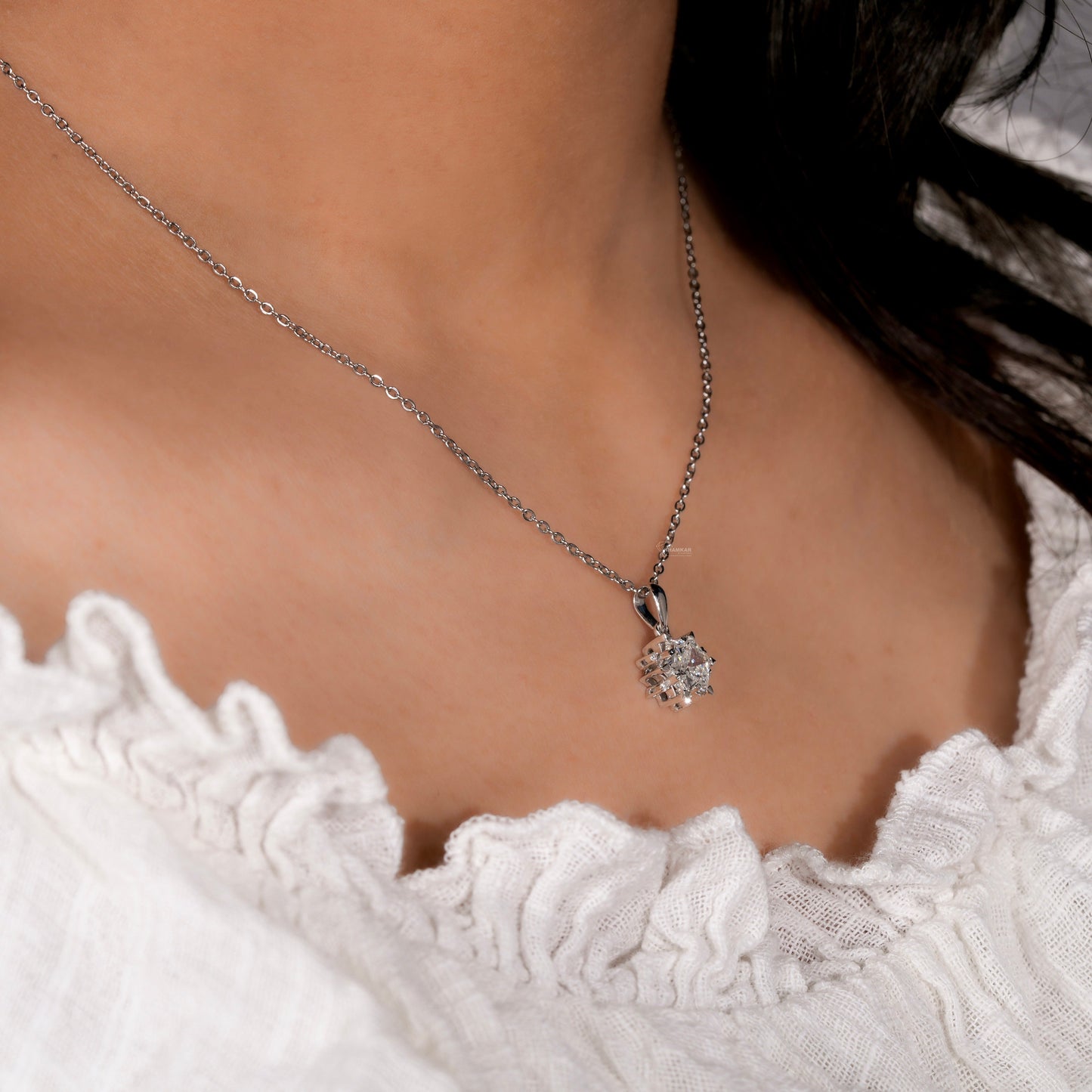 Star Shaped Diamond Pendant,Antique Cut Lab Grown Diamond Pendant For Anniversary /Birthday Gift for Her,Dainty Cluster Pendant for Daughter