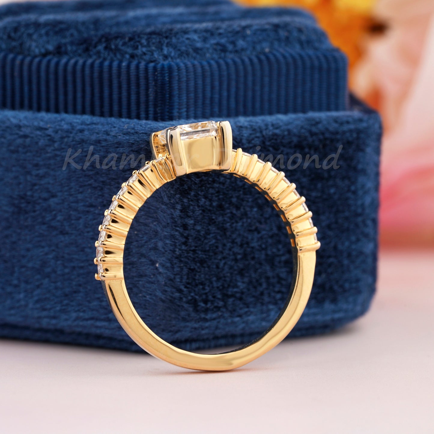1CT Princess Cut Lab Diamond Ring | Pave Wedding Ring