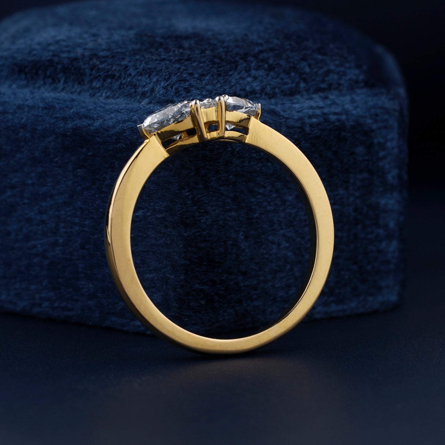 Blue Trillion Lab Diamond Engagement Ring – Three Stone Ring