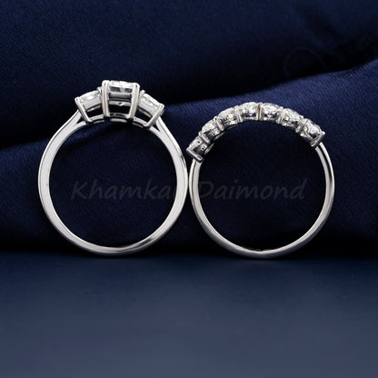 Lab Grown Diamond Bridal Ring Set – Engagement & Wedding Ring Set Gift for Her