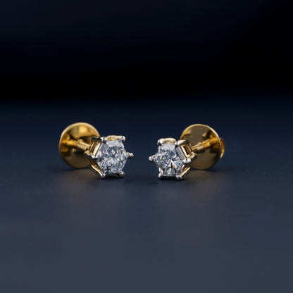 Light Blue Hexagon Lab Grown Diamond Solitaire Stud Earrings