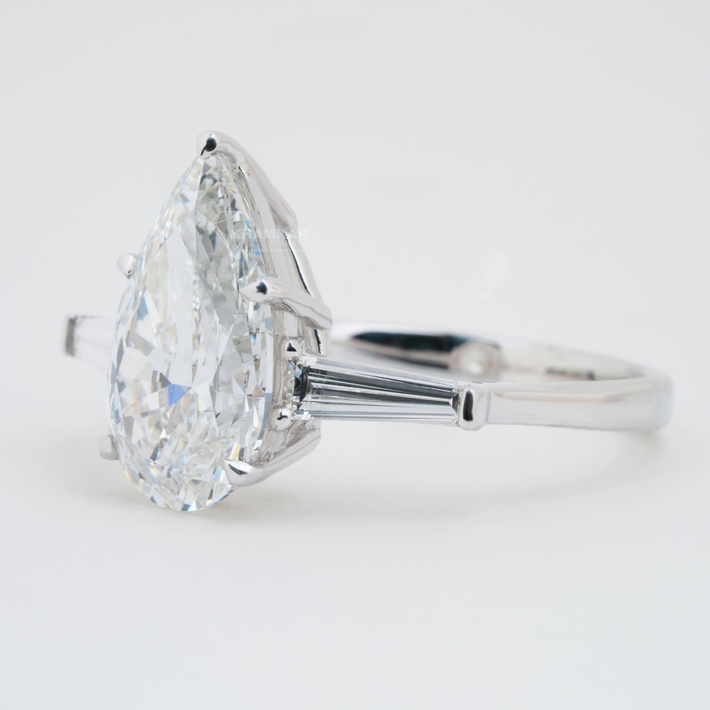 Pear Cut Lab Diamond Ring 3.50CT – Three Stone Engagement Ring
