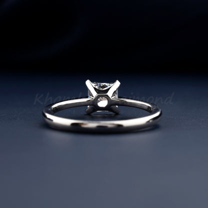 1 Ct Princess Cut Lab Diamond Ring, E/VS1 Solitaire Engagement Wedding Ring
