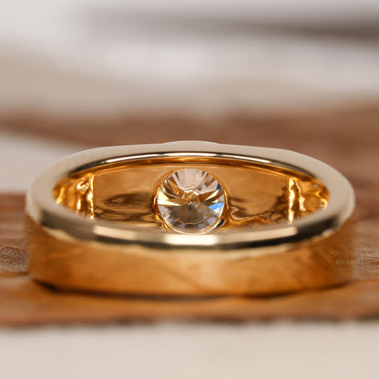 1.25CT Round Lab Grown Diamond Solitaire Engagement Ring For Men