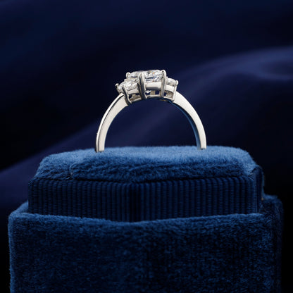 Three Stone Cushion Lab Diamond Half Moon Ring For Gift