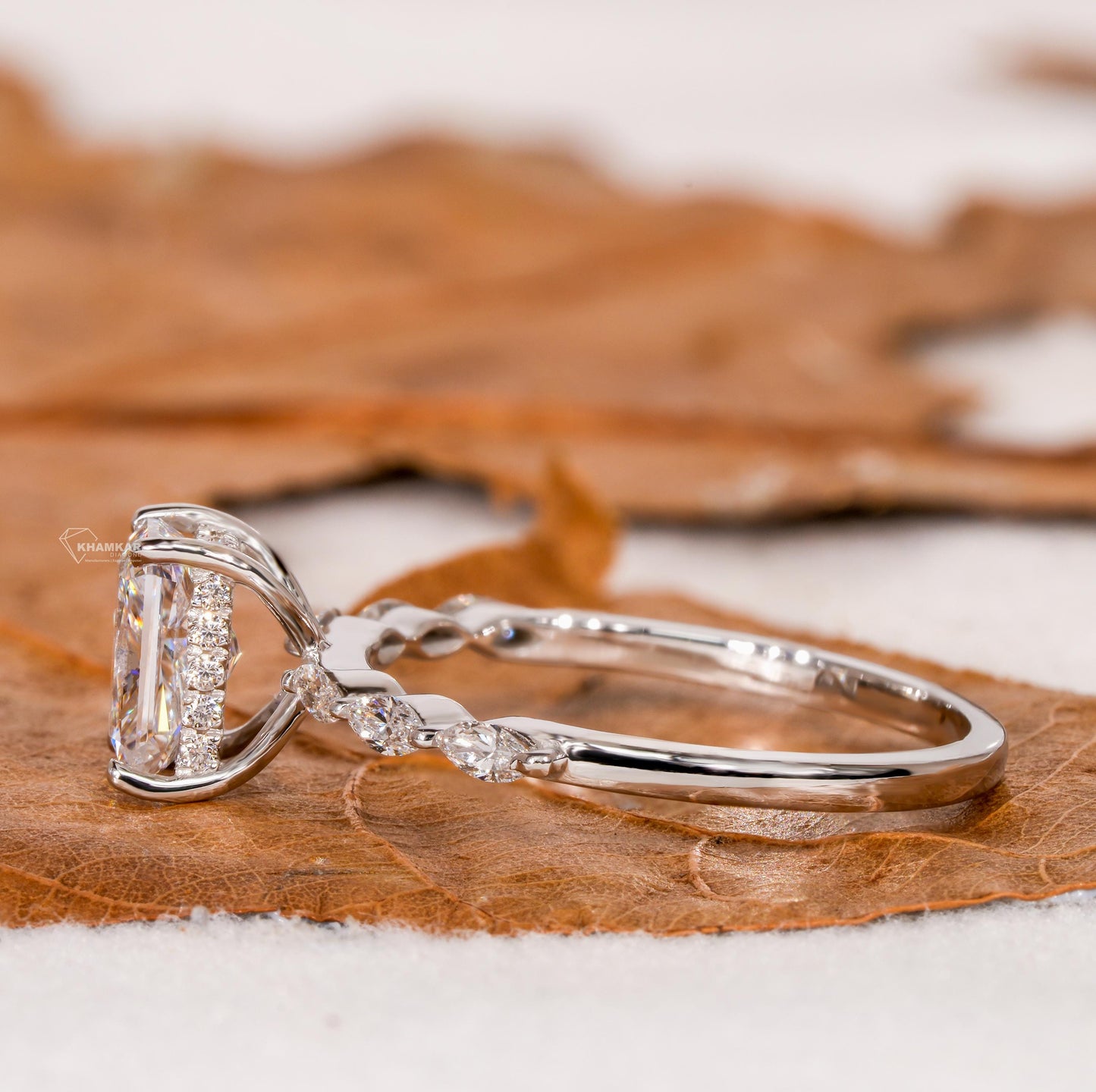 1CT Radiant Cut Lab Grown Diamond Engagement Ring with Hidden Halo