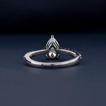 1CT Pear Lab Diamond Engagement Ring – Pave Setting