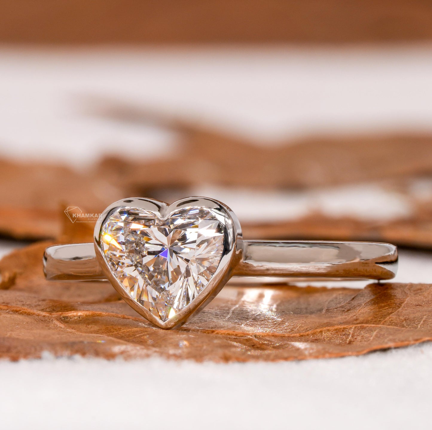 Heart Lab Diamond Ring | Bezel Set Solitaire Engagement Ring