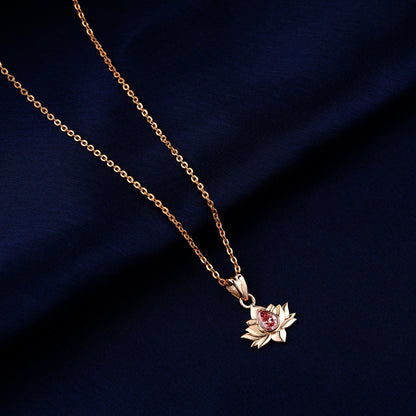 Pear Lab Grown Diamond Lotus Pendant Necklace For Her