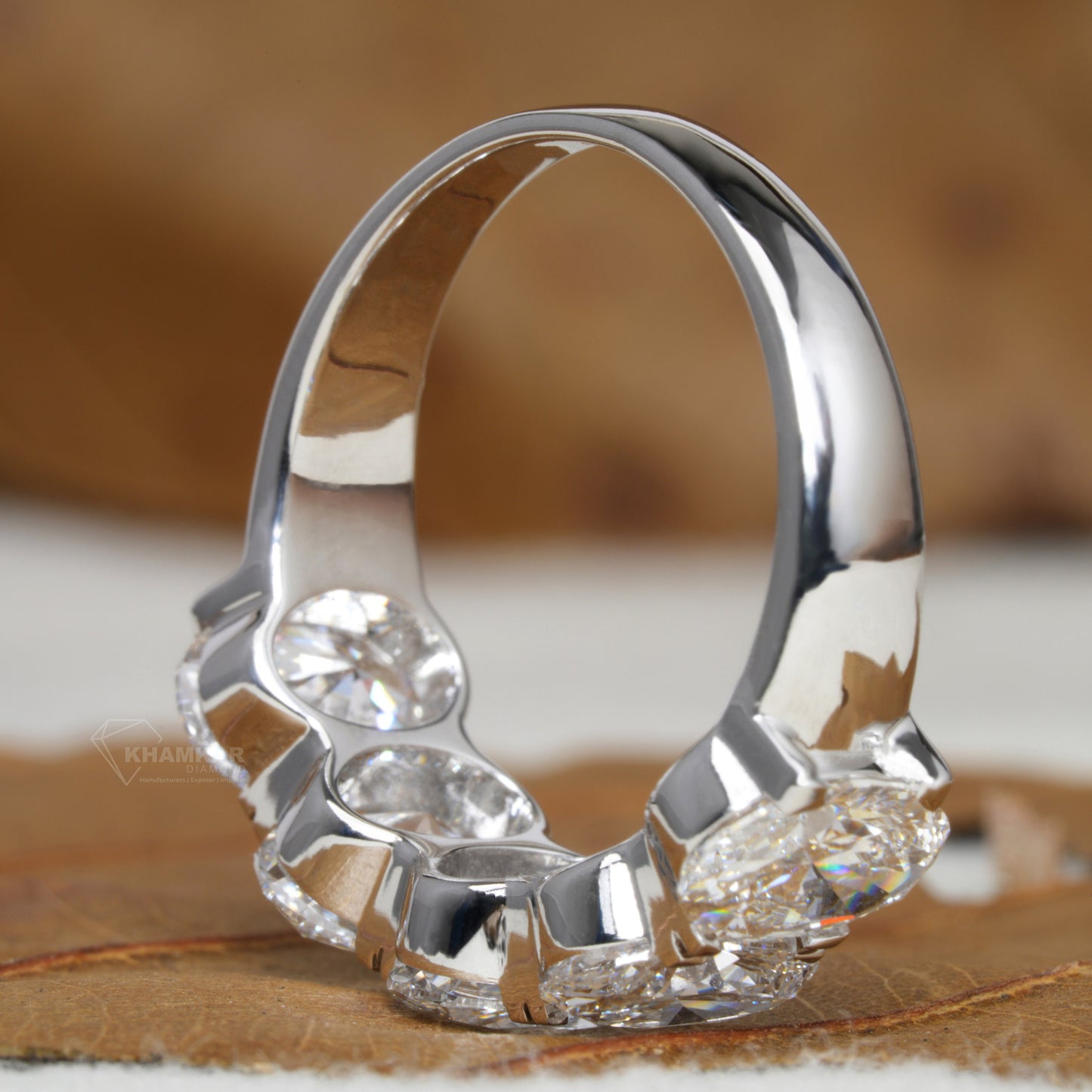 5.00 TCW Oval Cut Lab Grown Diamond Five Stone Ring – Anniversary & Engagement Band