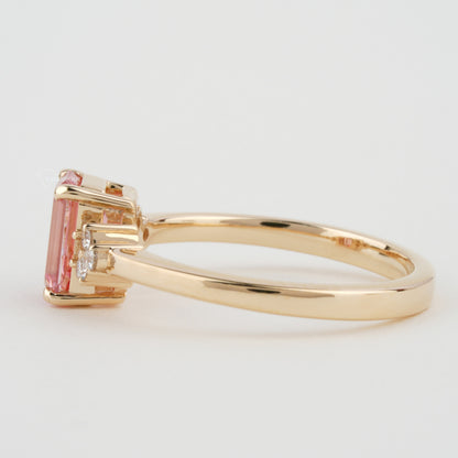 Pink Emerald Cut Lab Grown Diamond Engagement Ring For Her