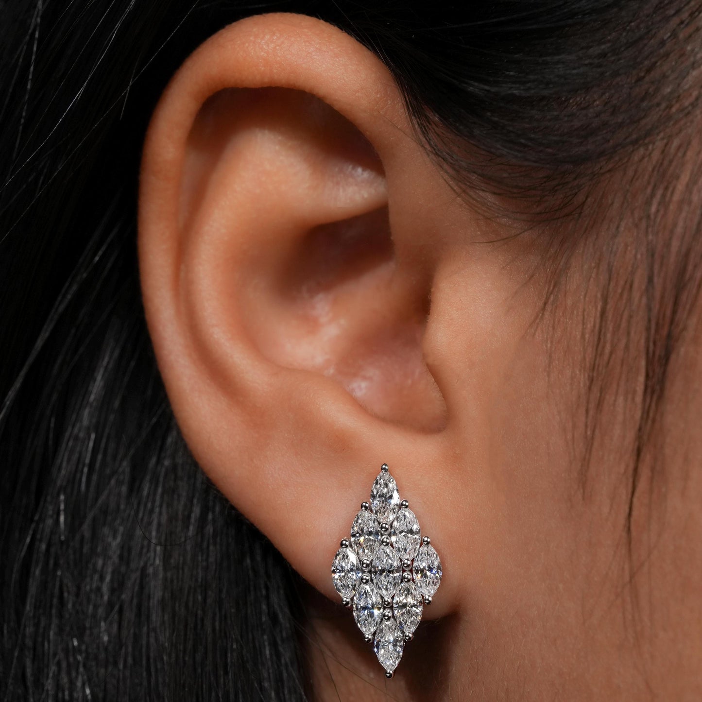 1.80TCW Marquise Diamond Earrings,Cluster Stud Earrings,Wedding Earrings For Bride,Diamond Studs For Women,Push Back Earrings,Gift For Her