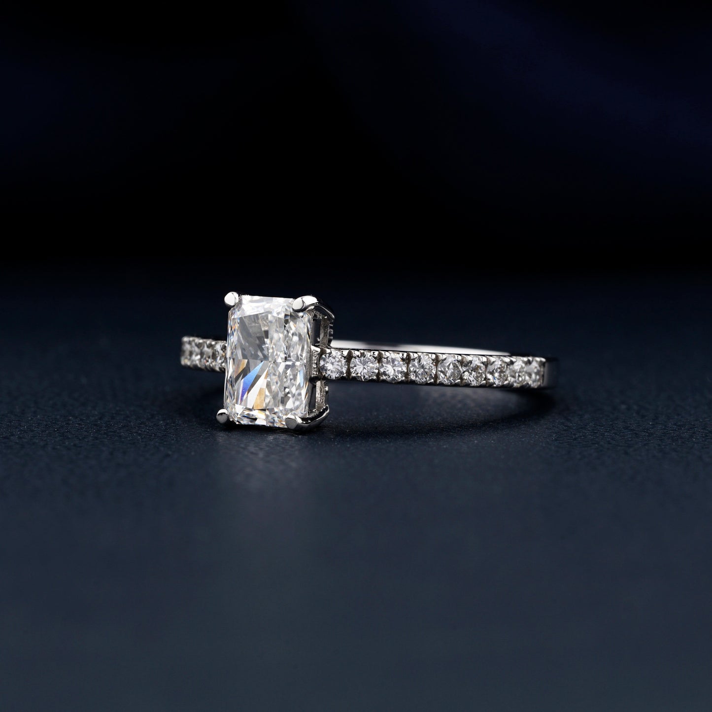1CT Radiant Lab Diamond Halo Engagement Ring For Women