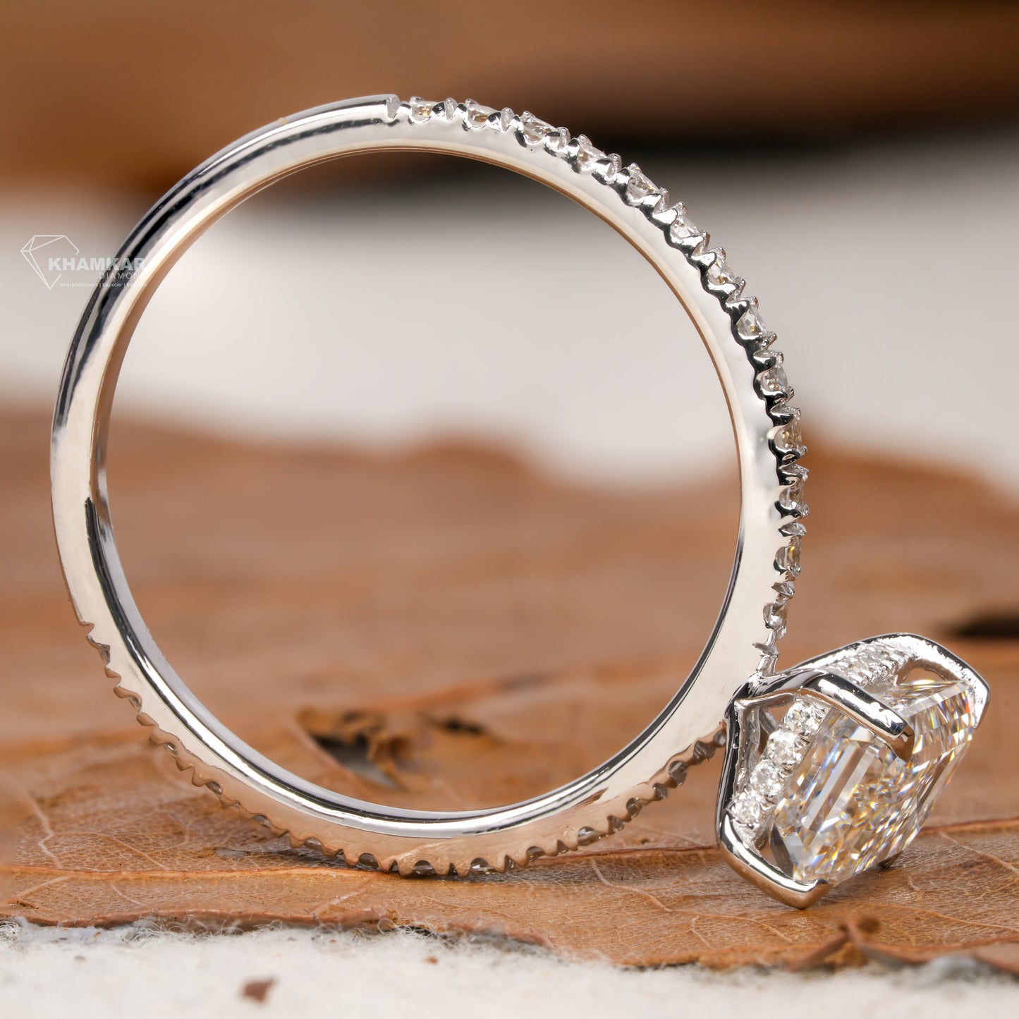 1.50Ct Emerald Cut Lab Diamond Hidden Halo Ring