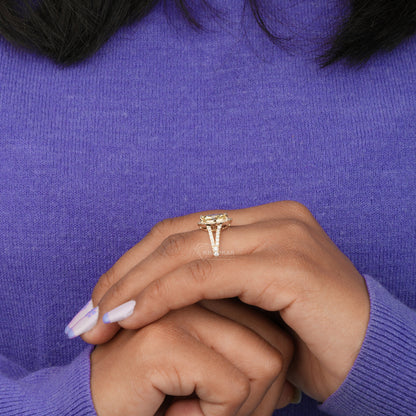Yellow Marquise Cut Lab Created Diamond Halo Engagement Ring