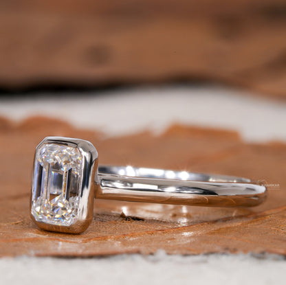 Emerald Cut Lab Diamond Ring | Solitaire  Wedding Ring For Her