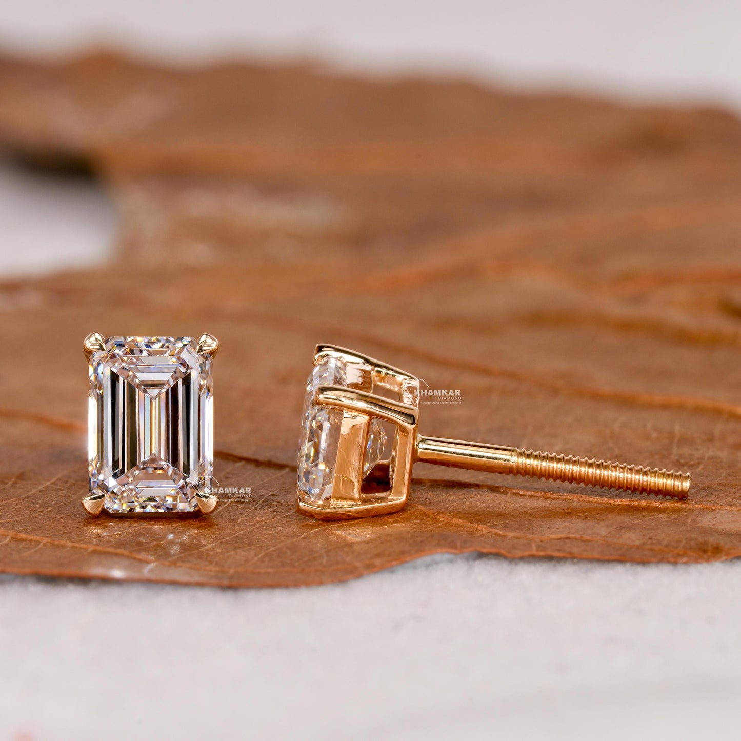 2.00TCW Emerald Lab Diamond Earrings,Solitaire Stud Earrings,Everyday Diamond Earrings,Emerald Diamond Studs,Gift For Women,Gift Earrings