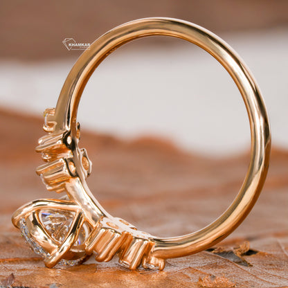 Oval Lab Diamond Engagement Ring | Snowdrift Cluster Wedding Ring