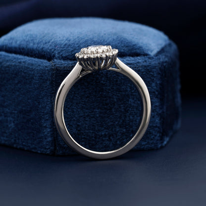 1CT Oval Cut Lab Diamond Ring | Halo Wedding Ring