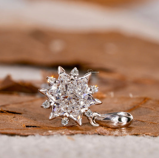 Star Shaped Diamond Pendant,Antique Cut Lab Grown Diamond Pendant For Anniversary /Birthday Gift for Her,Dainty Cluster Pendant for Daughter