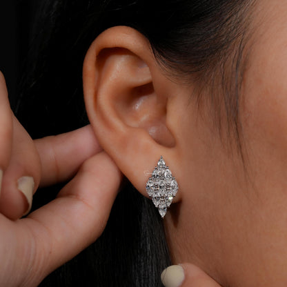 1.80TCW Marquise Diamond Earrings,Cluster Stud Earrings,Wedding Earrings For Bride,Diamond Studs For Women,Push Back Earrings,Gift For Her