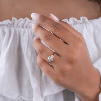 Dutch Marquise Lab Diamond Ring | Three Stone Wedding Ring