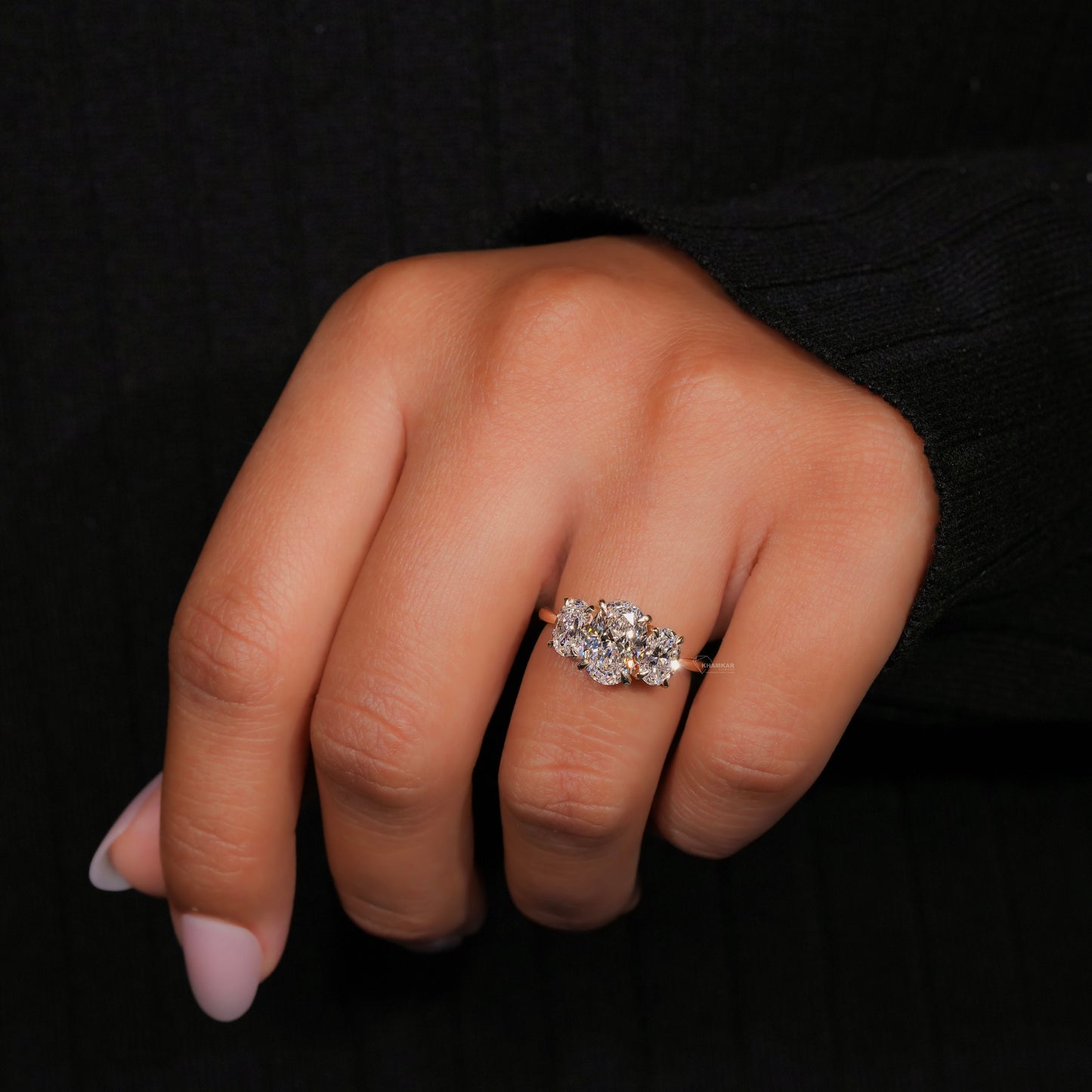 Oval Three Stone Engagement Ring,2.50 TCW Oval Cut Lab Grown Diamond Ring,Wedding Ring For Women,Trilogy Ring For Her,Anniversary Gift Ring