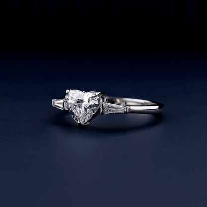 1 CT Heart Cut Lab Grown Diamond Proposal Ring for Women