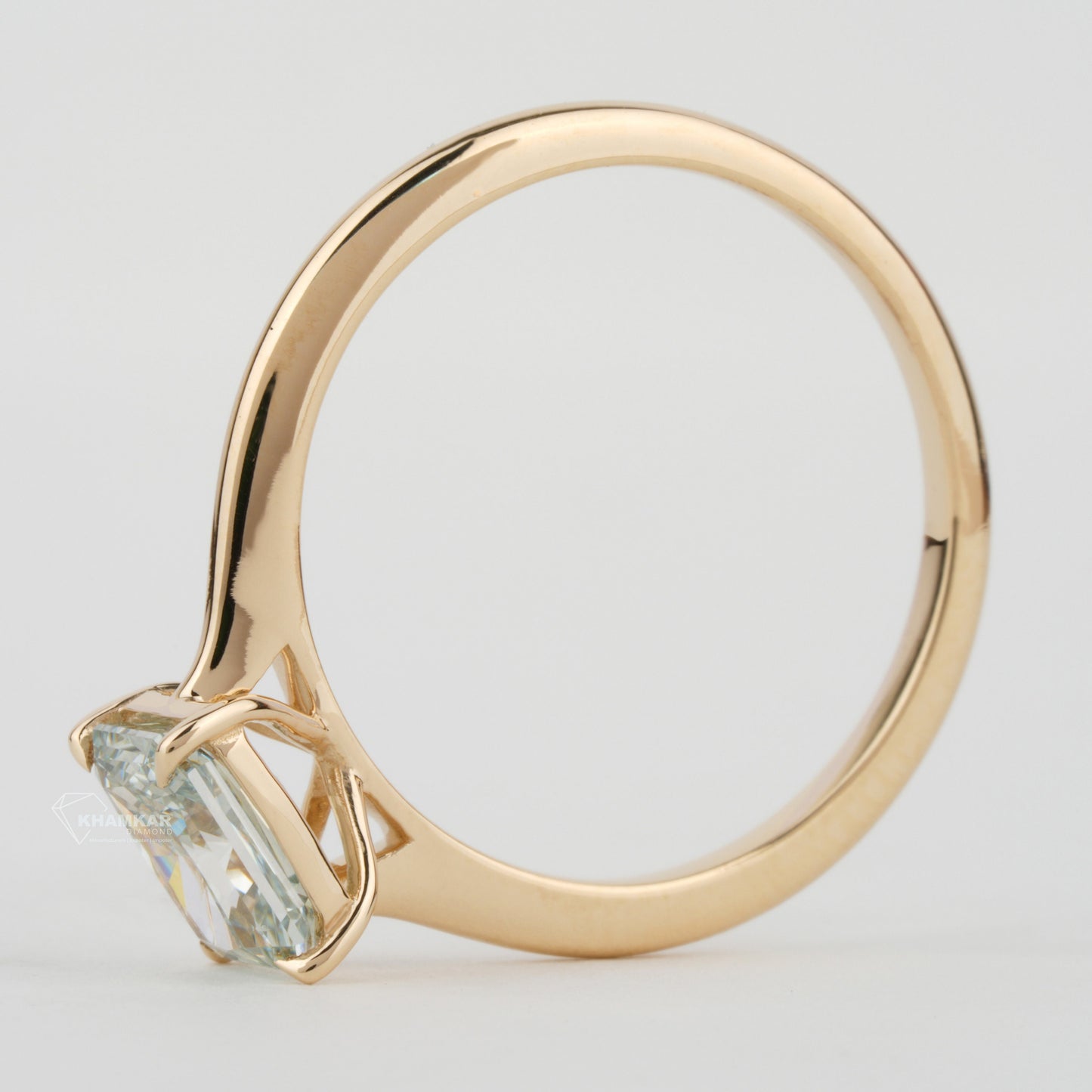 Olive Green Radiant Cut Lab Diamond Solitaire Engagement Ring for Her