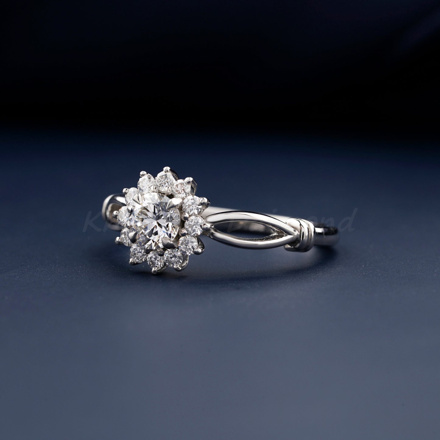 IGI Certified Round Lab Diamond Halo Engagement Ring