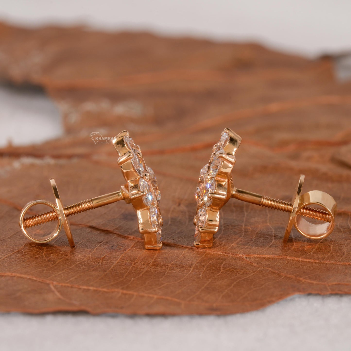 2.15 TCW Bezel Set Round Lab Diamond Stud Earrings,Flower Diamond Studs,Wedding Earrings,Halo Cluster Diamond Earrings,Anniversary Gifts