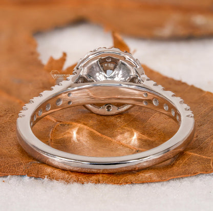 Round Lab Diamond Halo Engagement Ring – Split Shank