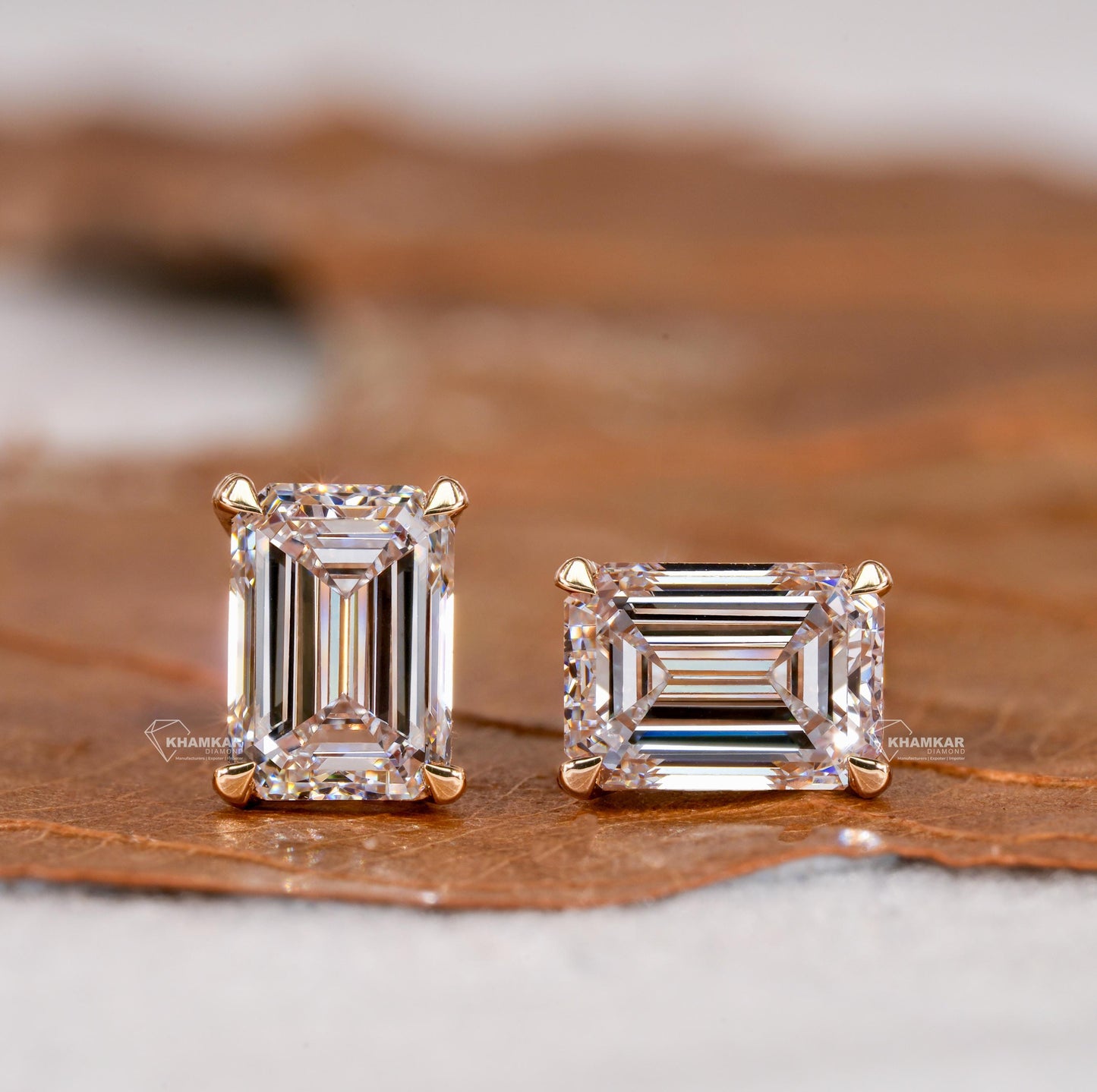 2.00TCW Emerald Lab Diamond Earrings,Solitaire Stud Earrings,Everyday Diamond Earrings,Emerald Diamond Studs,Gift For Women,Gift Earrings