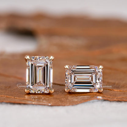 2.00 TCW Emerald Lab Diamond Solitaire Stud Earrings