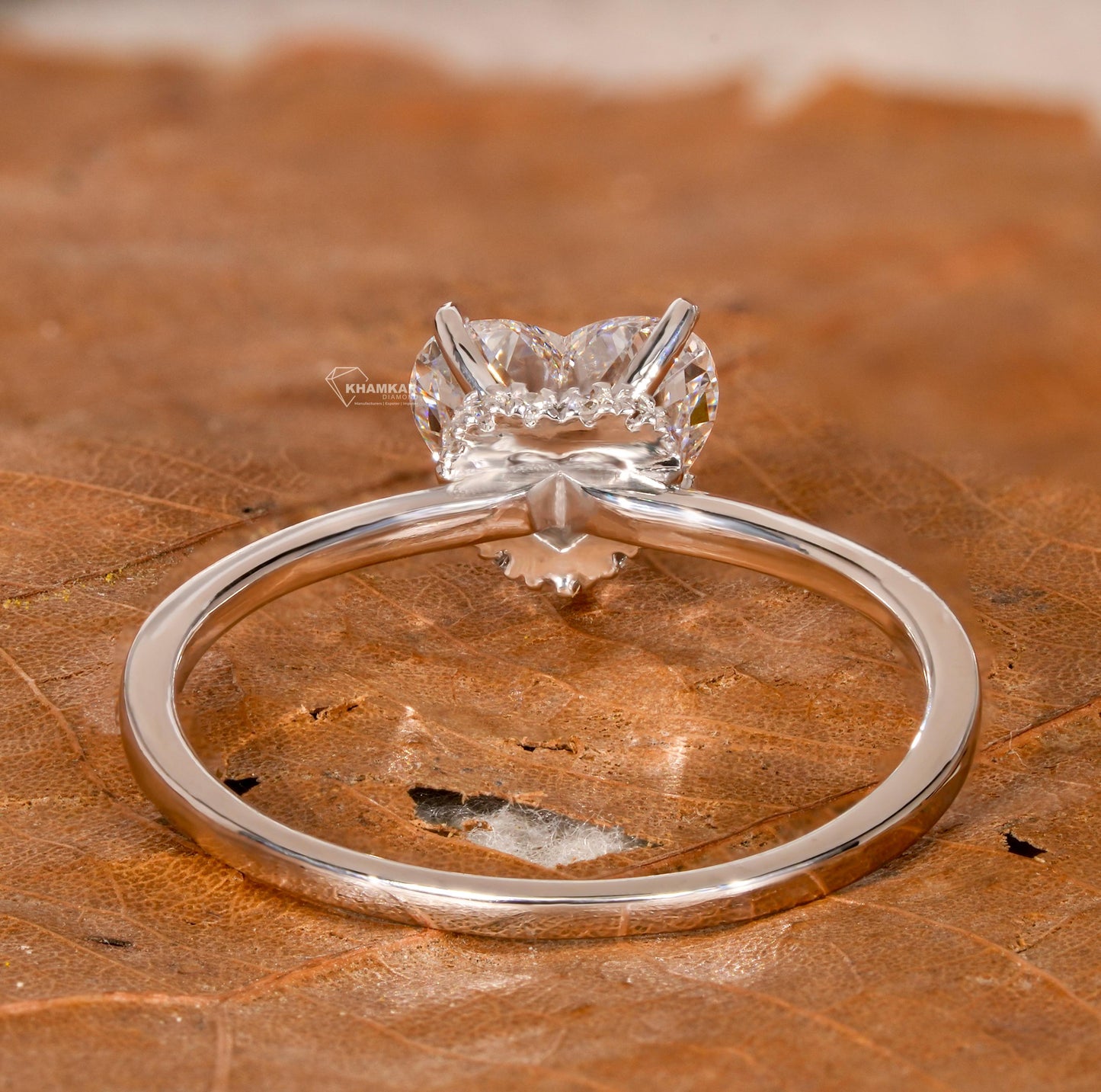 1.00CT Heart Lab  Diamond Engagement Ring – Hidden Halo Solitaire Ring for Her