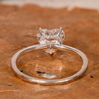 1.00CT Heart Lab  Diamond Engagement Ring – Hidden Halo Solitaire Ring for Her