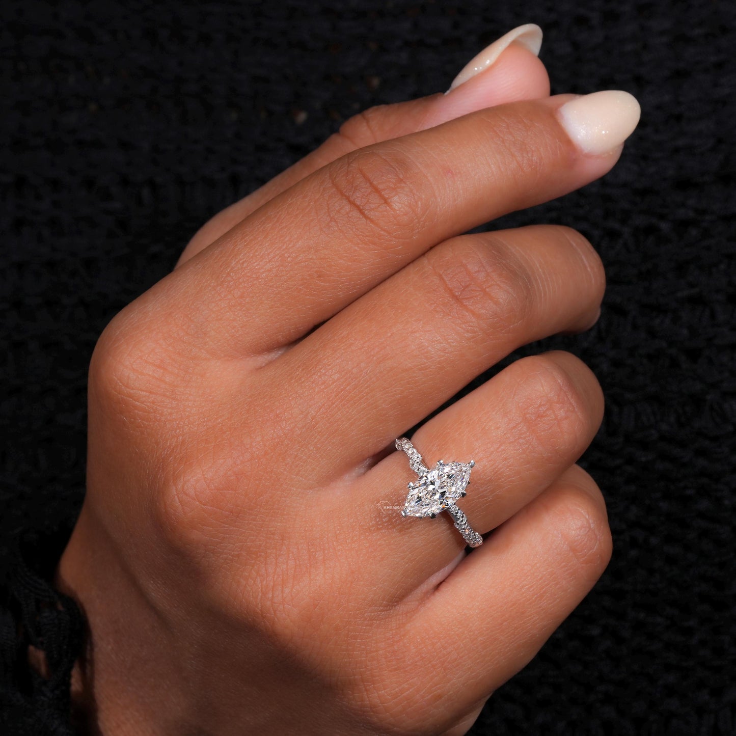 Marquise Cut Lab Diamond Vintage Engagement Ring– Promise Ring for Her