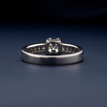 1.5 CT Asscher Cut Lab Grown Diamond Engagement Ring – Channel Set Wedding Ring