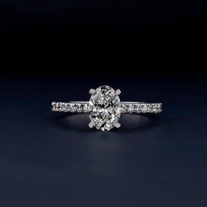 1 CT Oval Lab Diamond Pave Ring, IGI Certified, Engagement/Wedding Gift