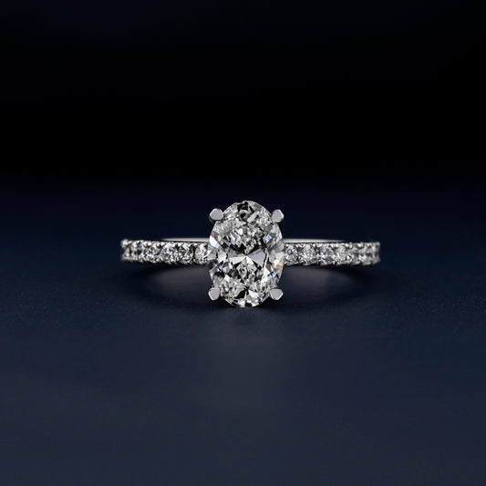 1 CT Oval Lab Diamond Pave Ring, IGI Certified, Engagement/Wedding Gift
