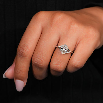 1.00CT To 2.00CT Oval Cut Lab Grown Diamond Wedding Ring,Pave Engagement Ring For Women,Split Shank Ring,Anniversary Gift,Promise Ring for
